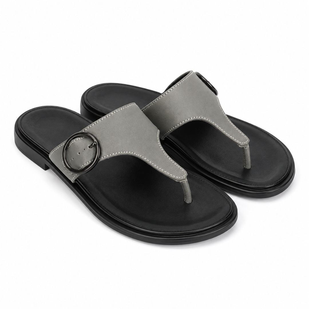 Mens Premium Buckle Detail Toe Post Comfort Slide Sandals